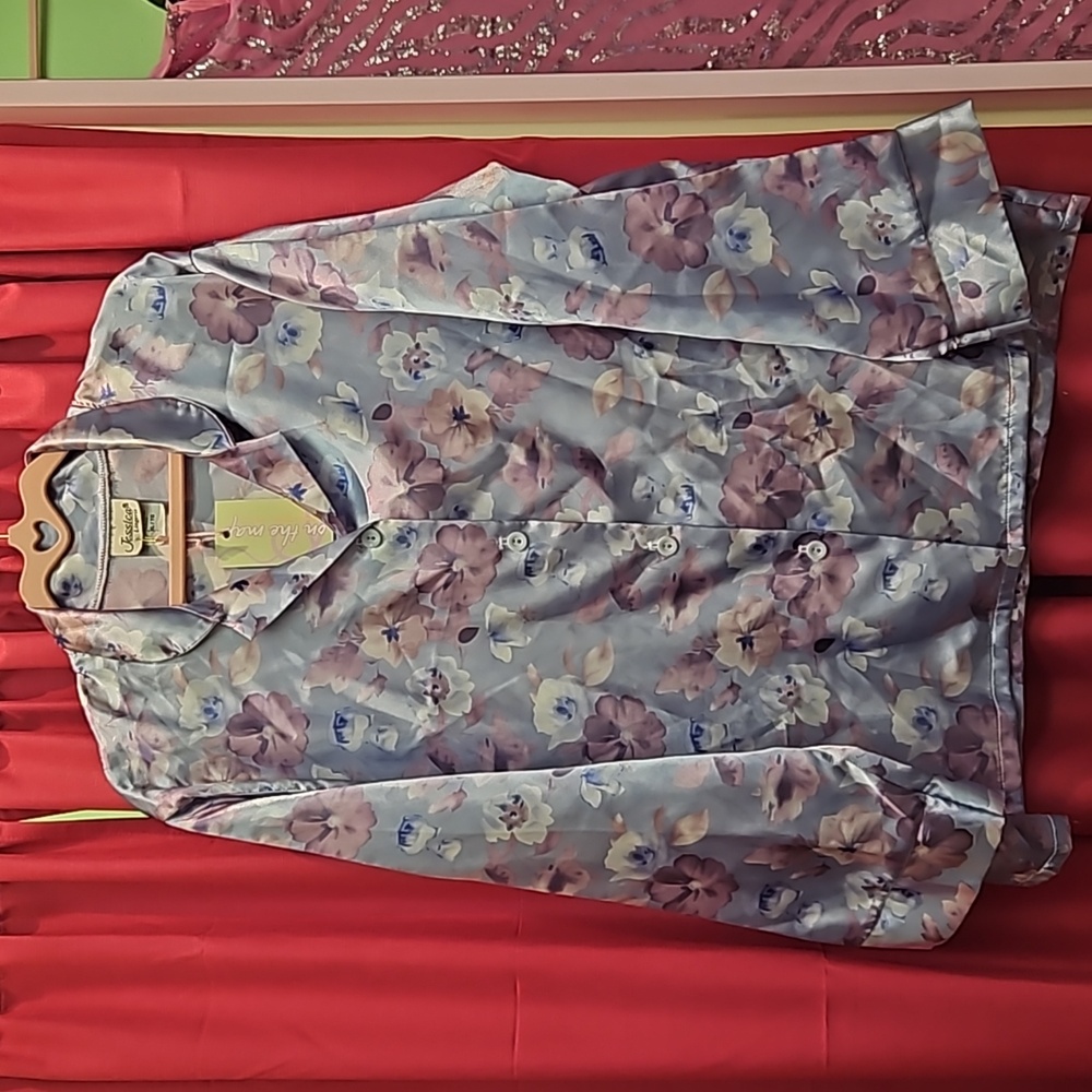 Jessica Satin Floral Pajama Top